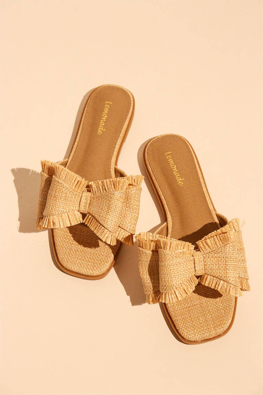 RESORT STAY - Raffia Bow Sandals, Beach Slide, Summer Flat