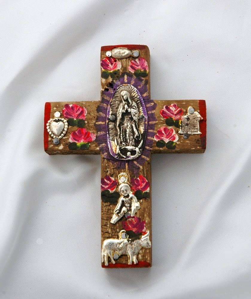 MXC20- Traditional Milagros Wooden Wall Cross Accent