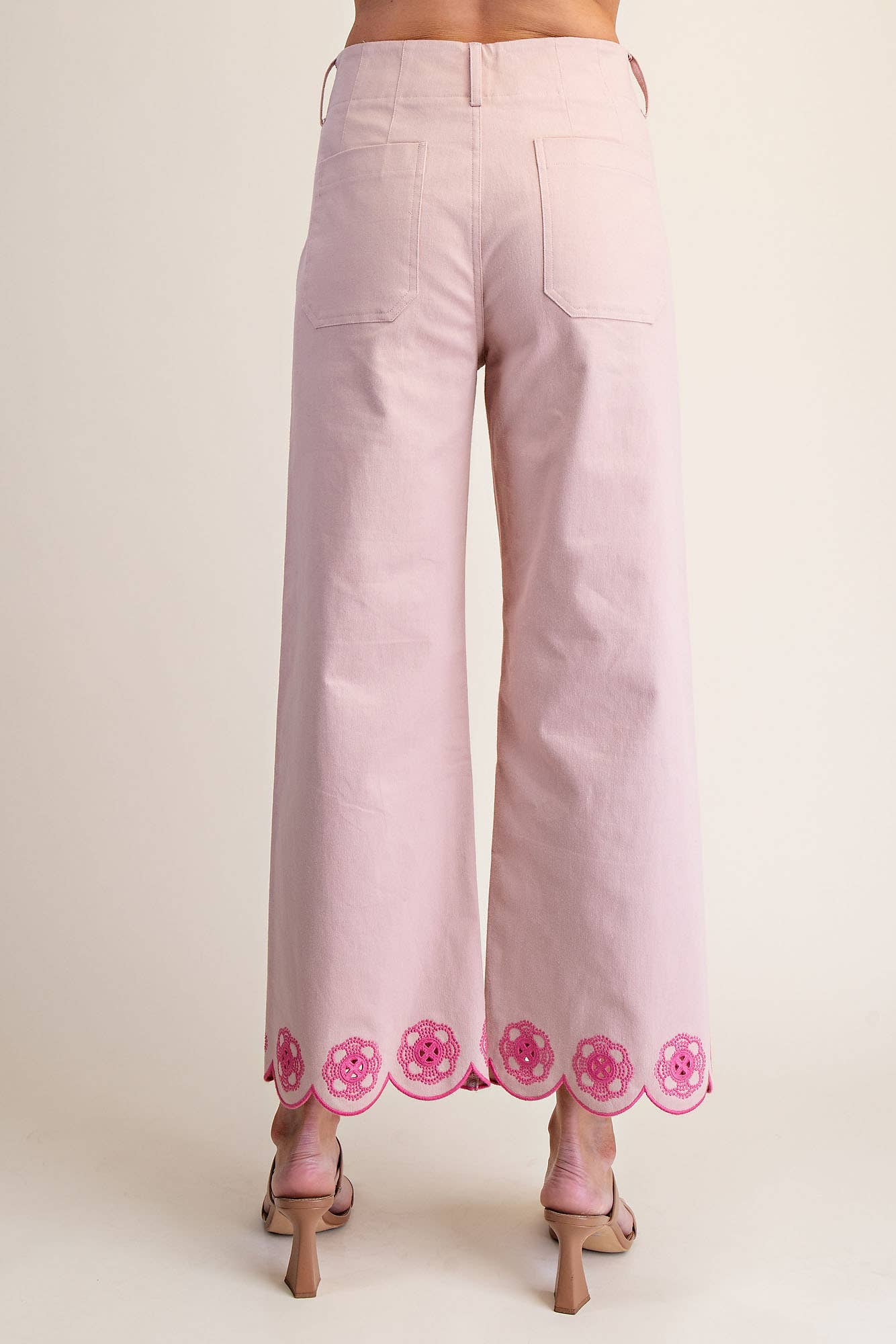 Colette Scallop-Hem Wide-Leg Pants