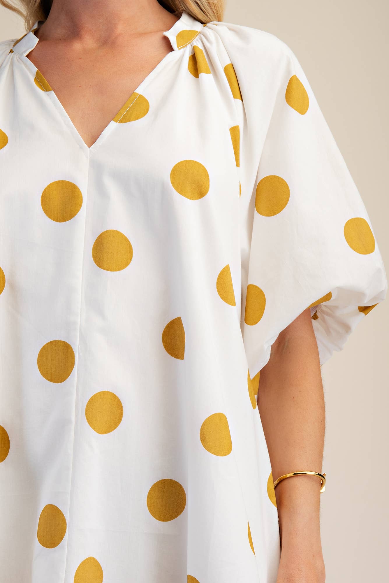 Puff-Sleeve Mini Shift Dress