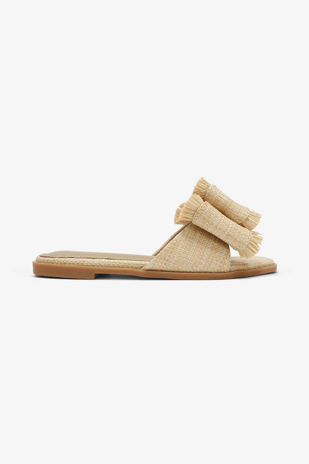 RESORT STAY - Raffia Bow Sandals, Beach Slide, Summer Flat