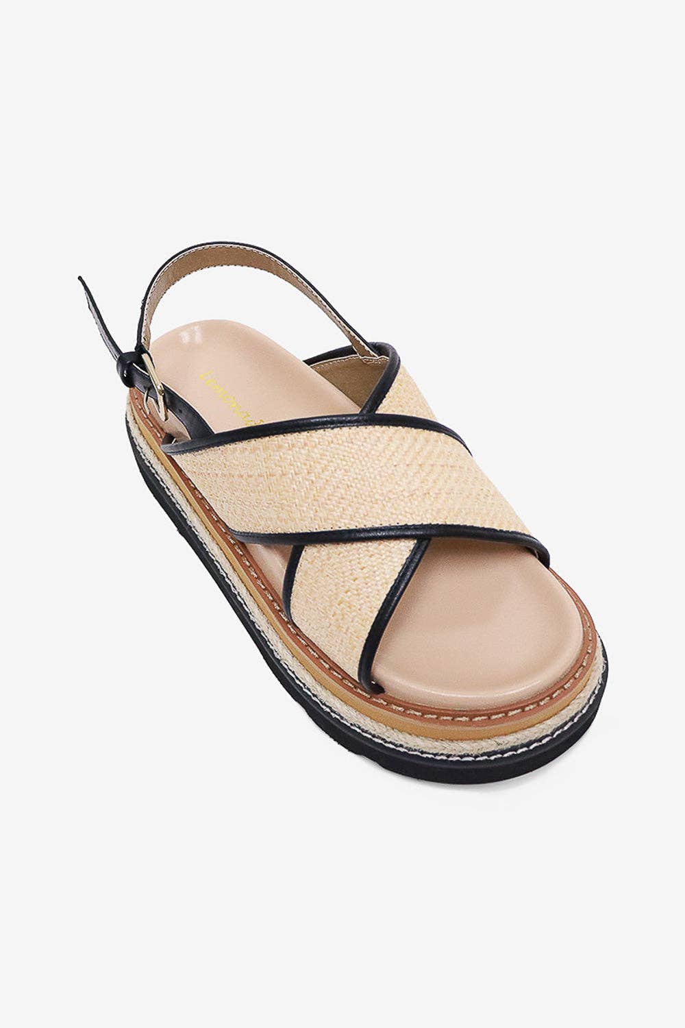 ODI - Tropical Platform Sandals, Woven Straps, Stylish Black