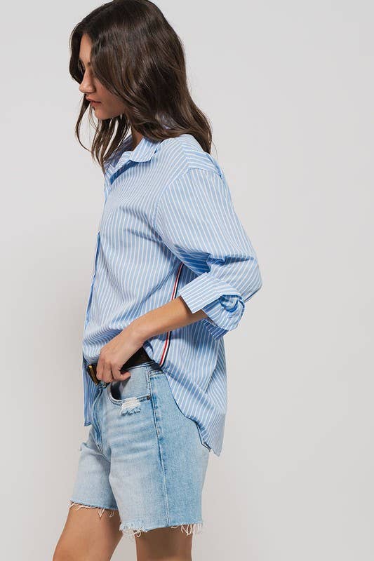 Twill Tape Detail and Button Down Casual Shirt
