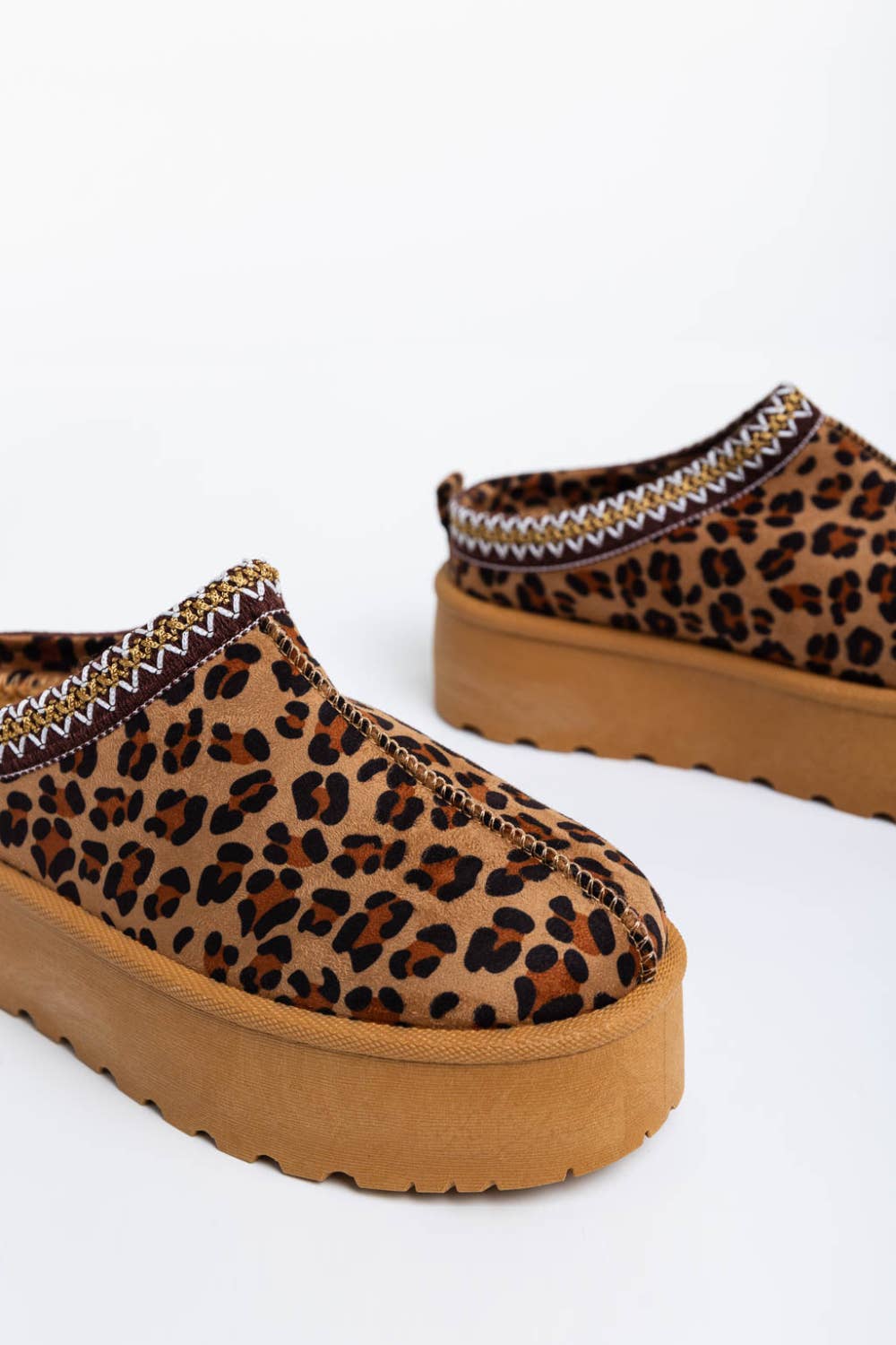 Women's Faux Fur Lined Slipper Platform Sliders Aztec Mules
