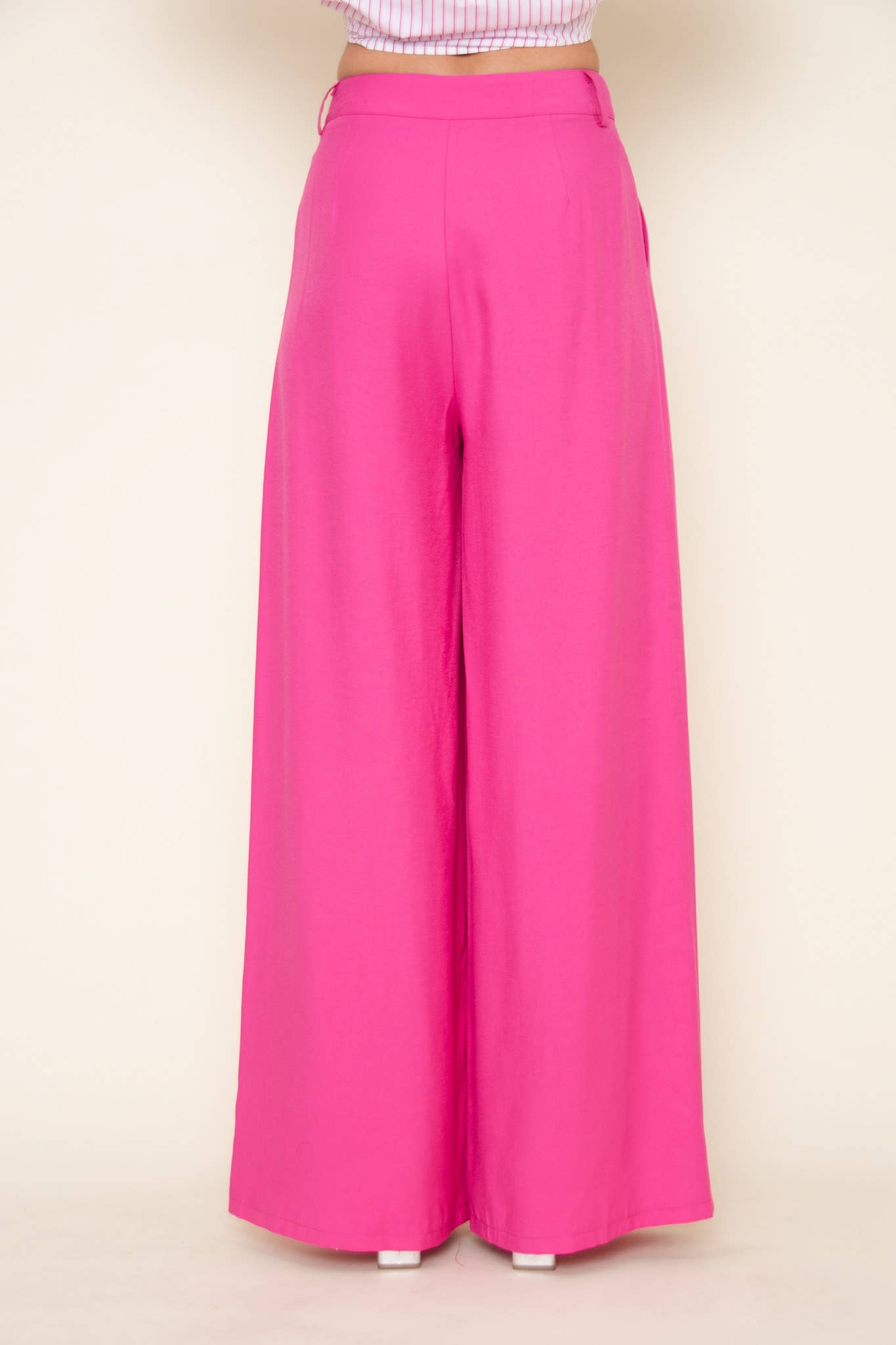 TRENDY PLEATED STRAIGHT LEG HIGH WAISTED TROUSERS -PI5491FO