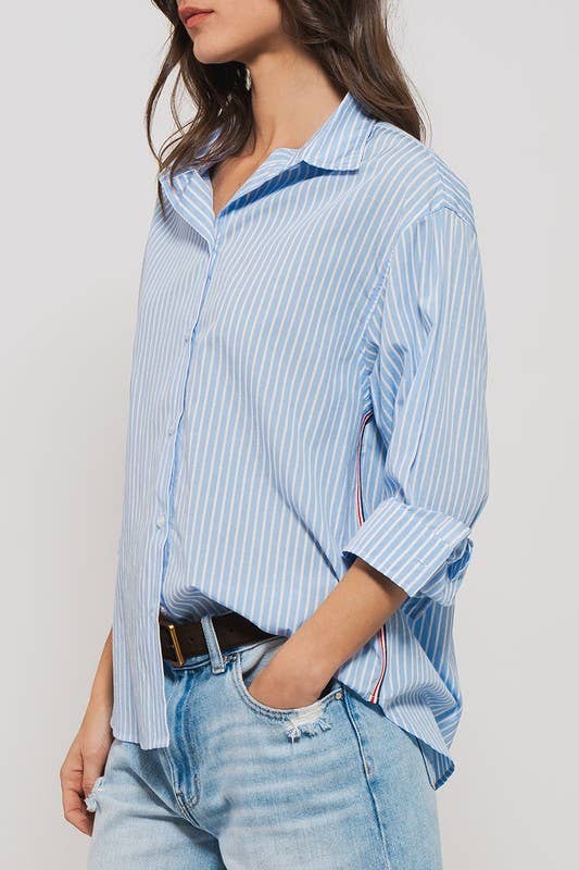 Twill Tape Detail and Button Down Casual Shirt