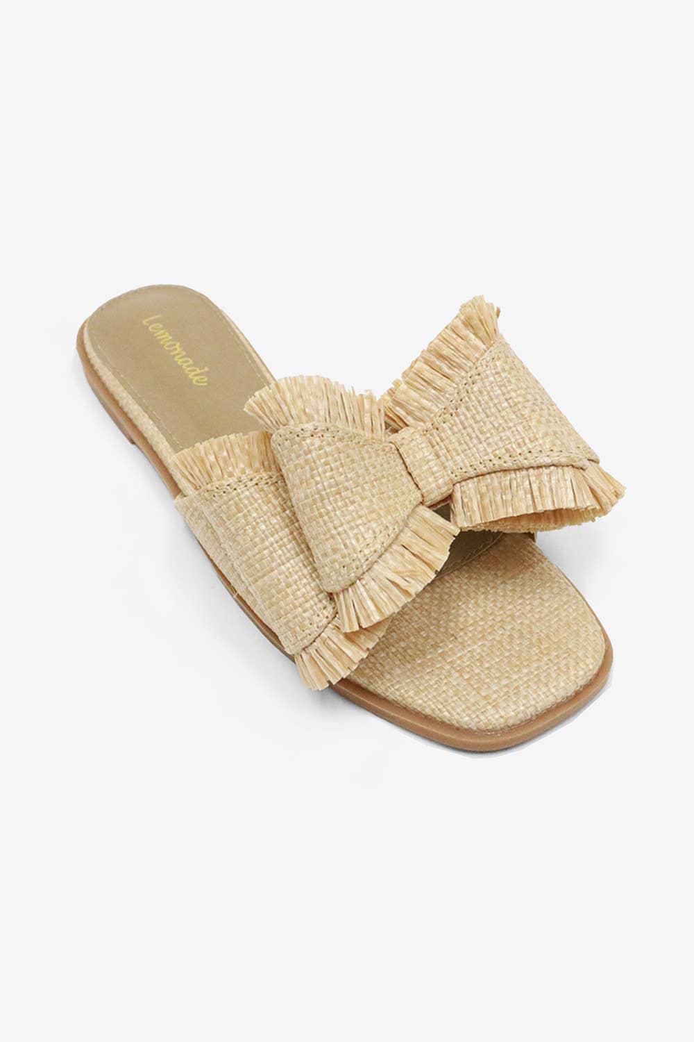 RESORT STAY - Raffia Bow Sandals, Beach Slide, Summer Flat