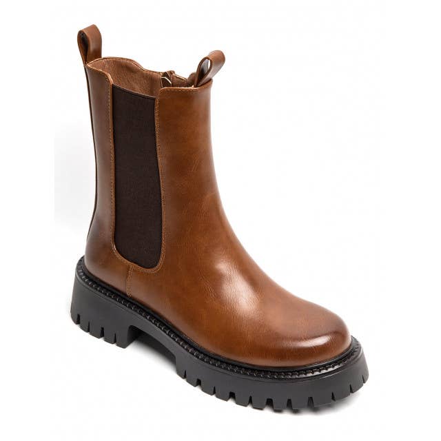 Women's Flat Chunky Classic Chelsea Pull On Ankle Boots