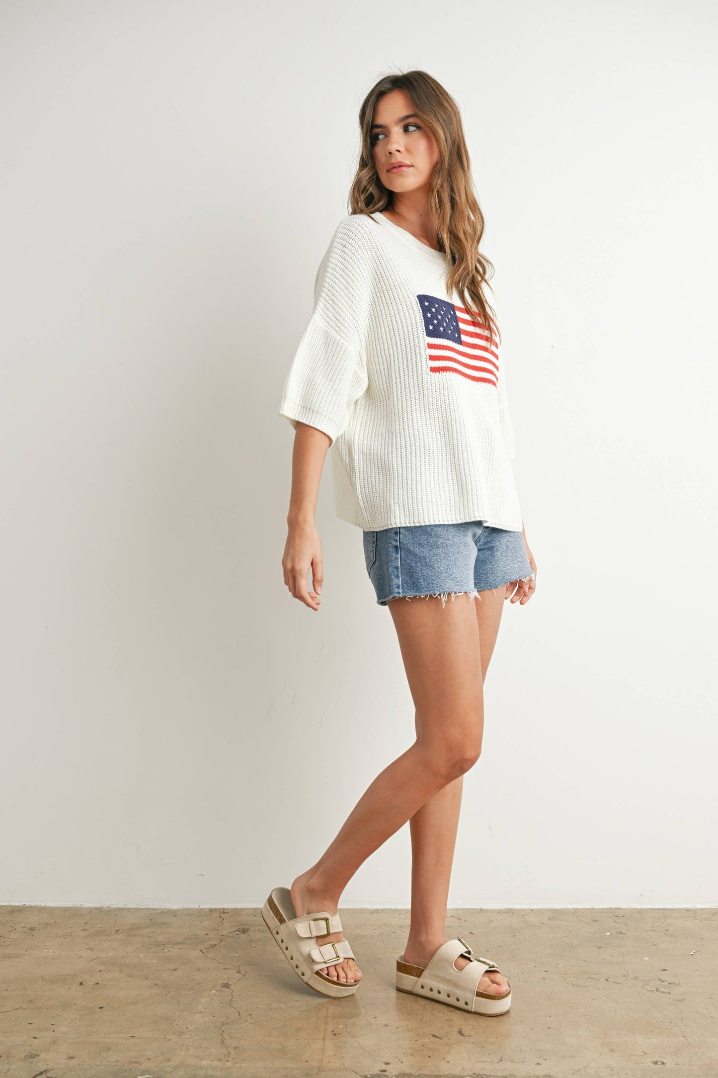 BMW7691 - FLAG PRINT KNIT SWEATER