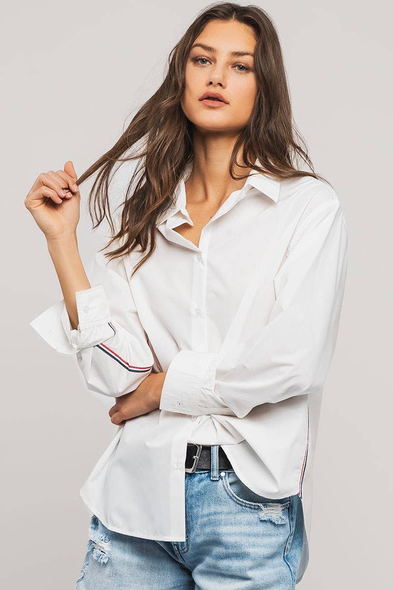 Twill Tape Detail and Button Down Casual Shirt