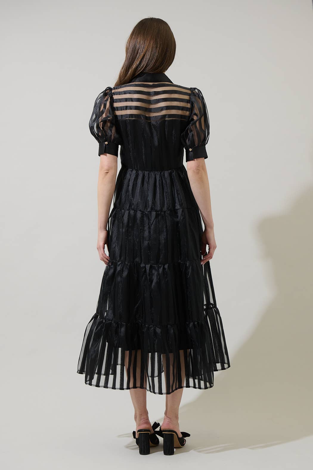 Kadi Striped Organza Midi Dress