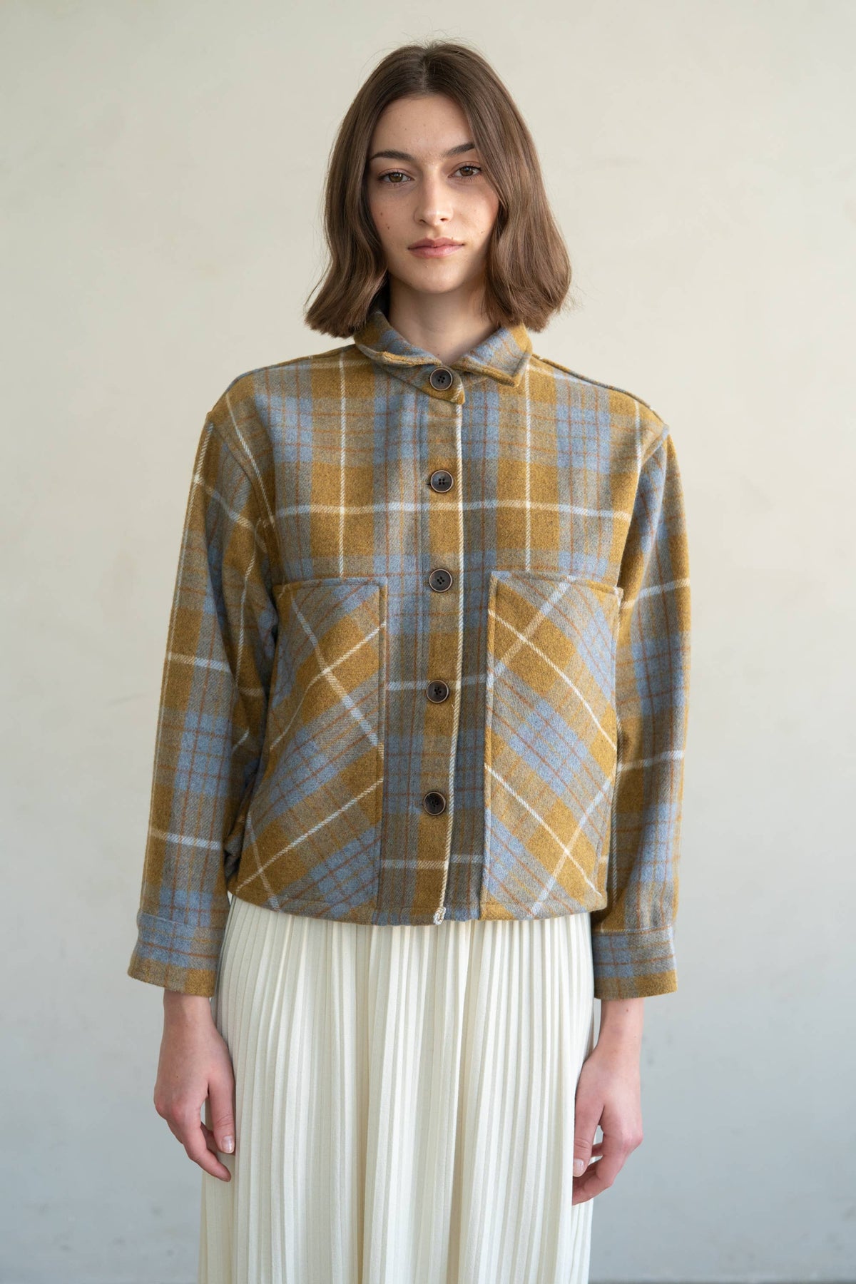 PLAID BUTTON DOWN JACKET