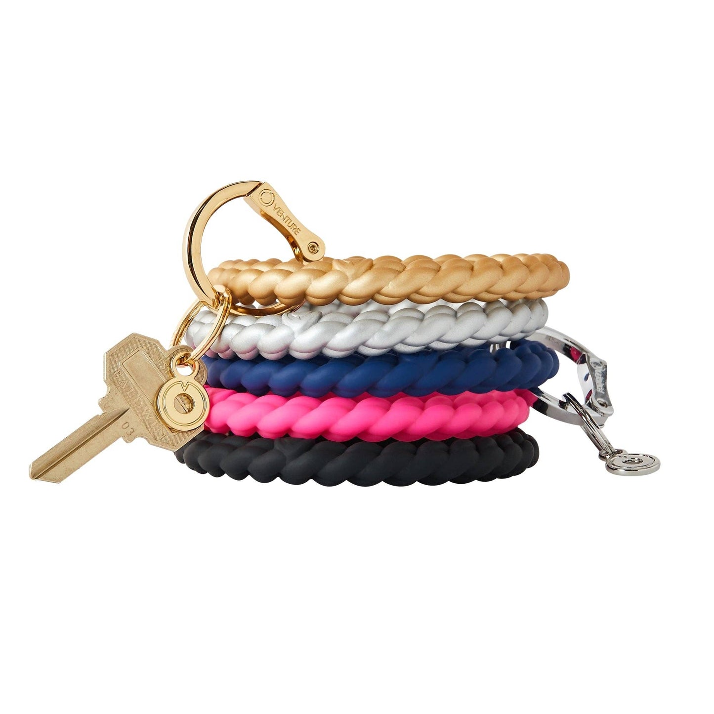 Silicone Big O® Key Ring - Tickled Pink Braided
