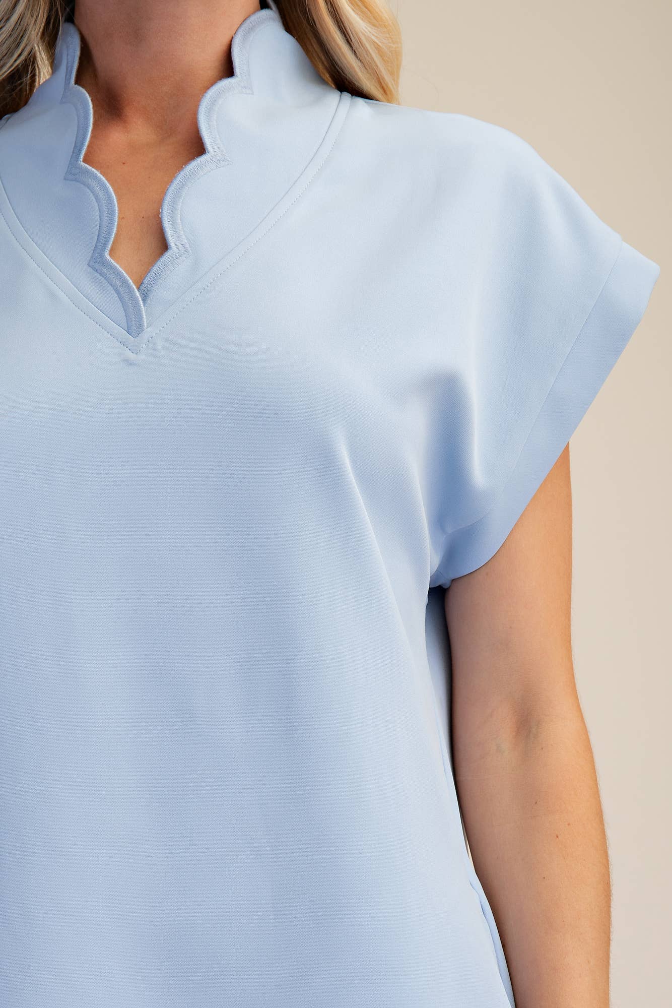 Scallop V-Neck Mini Dress