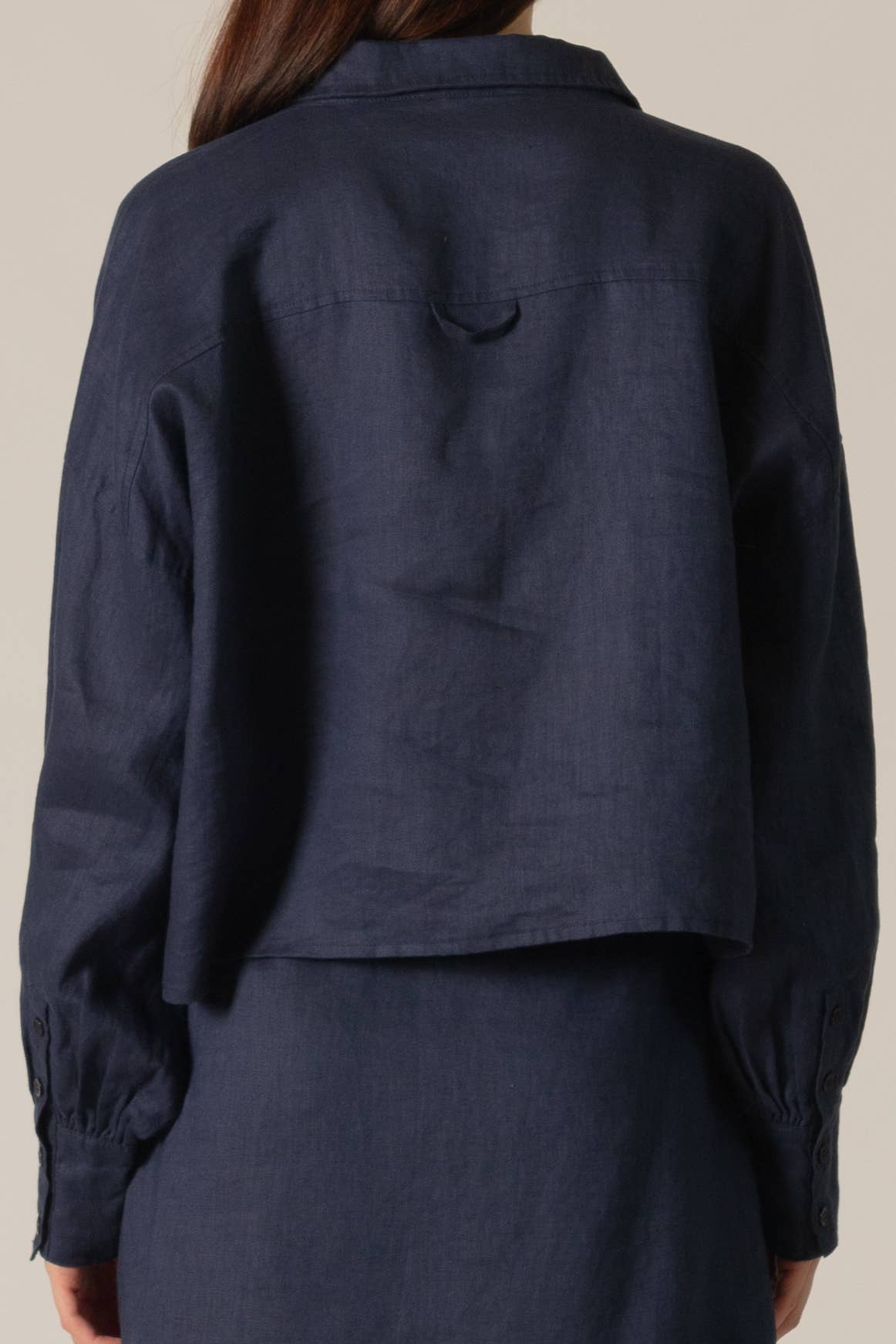 P.CILL 100% Linen Cropped Button Up Shirt