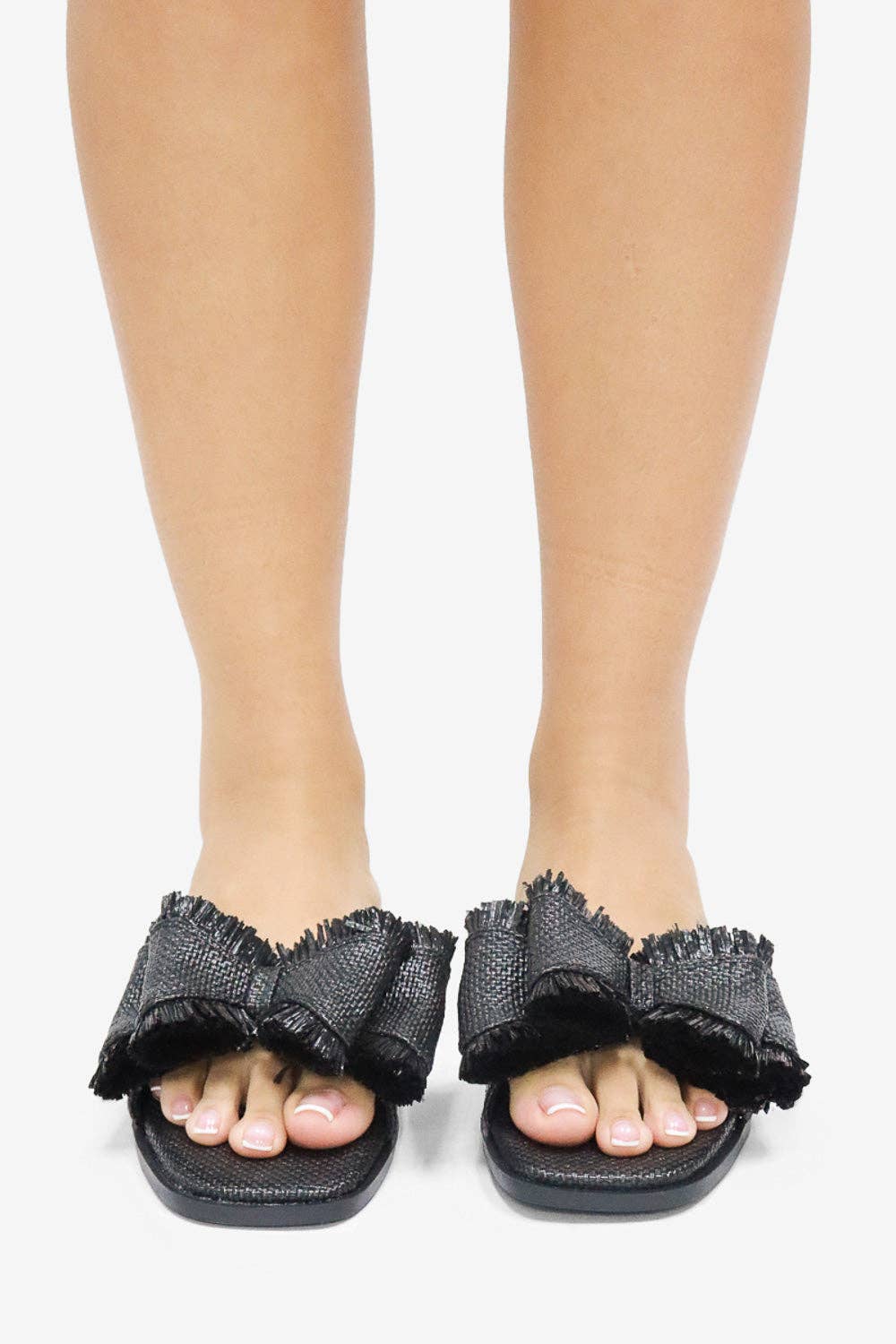 RESORT STAY - Raffia Bow Sandals, Beach Slide, Summer Flat