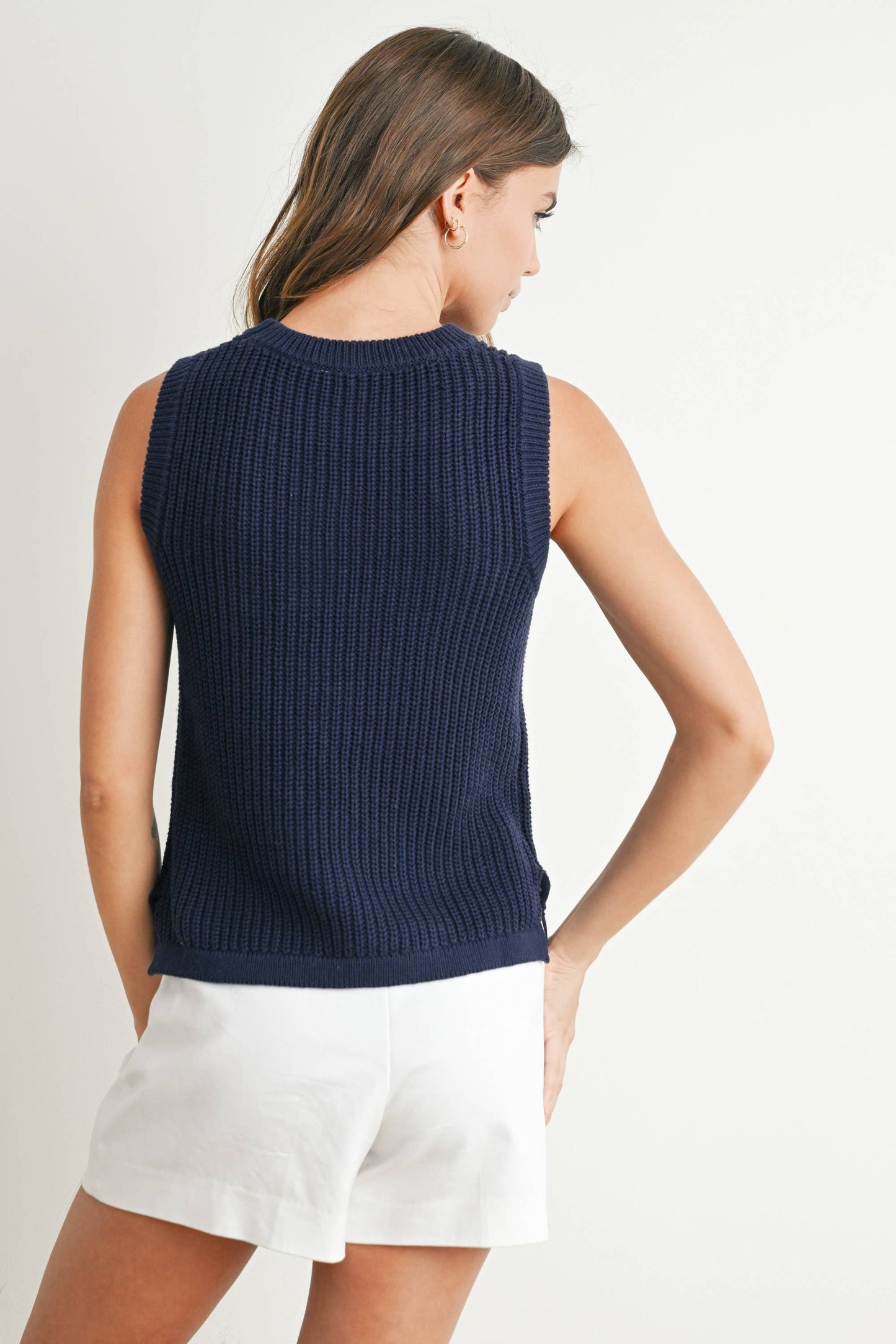 Flag Print Knitted Sleeveless Sweater - BMW7749