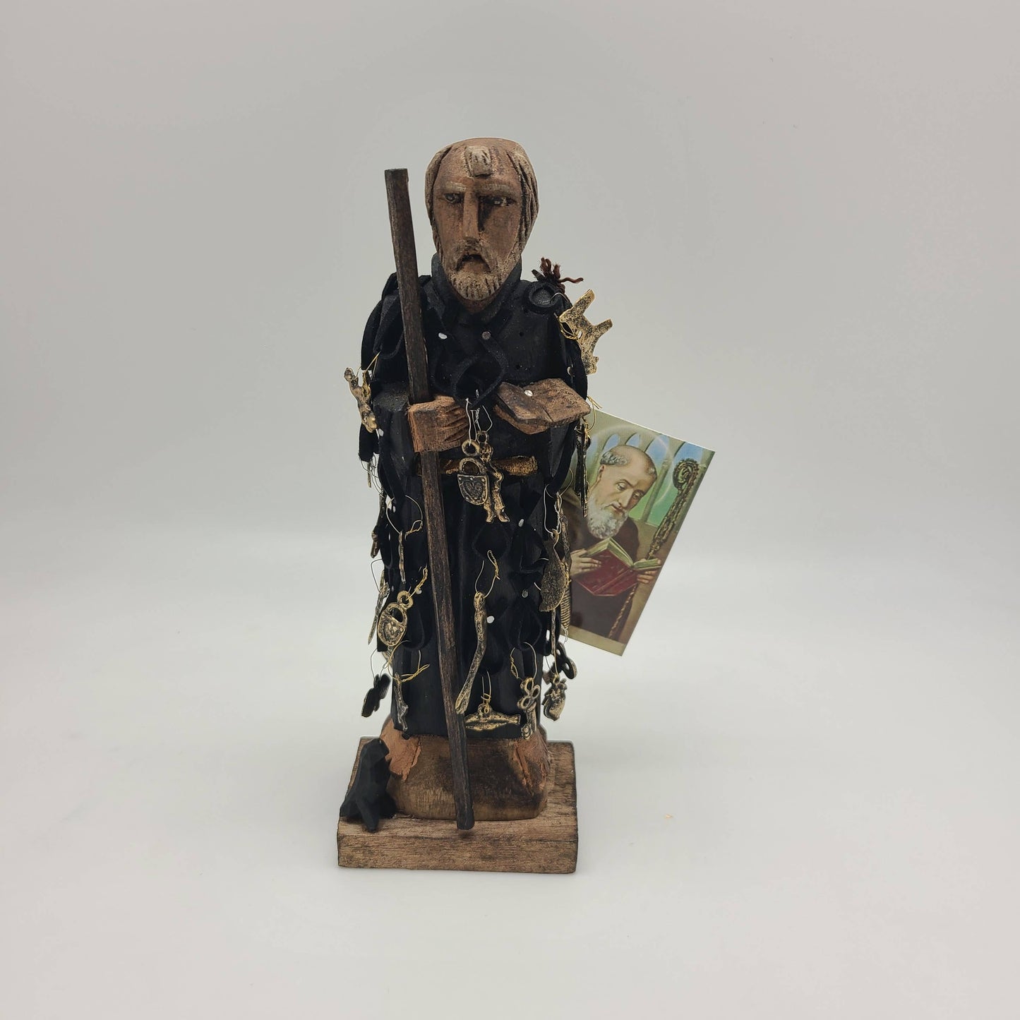 MXMLBN- Handmade San Benito Wood Carving with Milagros