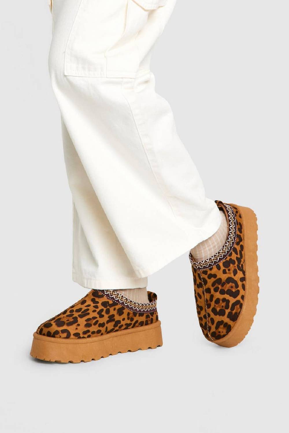 Women's Faux Fur Lined Slipper Platform Sliders Aztec Mules