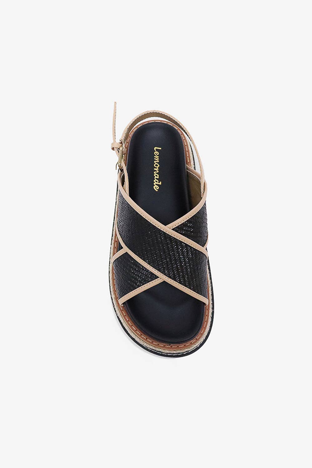 ODI - Tropical Platform Sandals, Woven Straps, Stylish Black