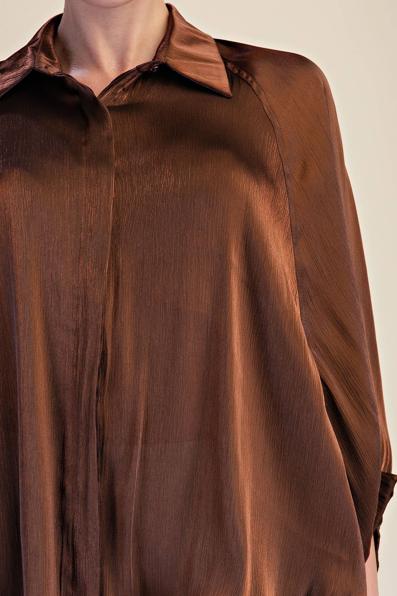 Metallic Oversized Button Down Long Sleeve Shirt Blouse