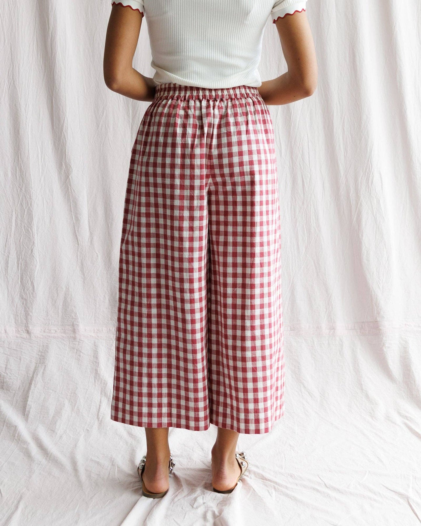 Charm Red Gingham Cropped Pant
