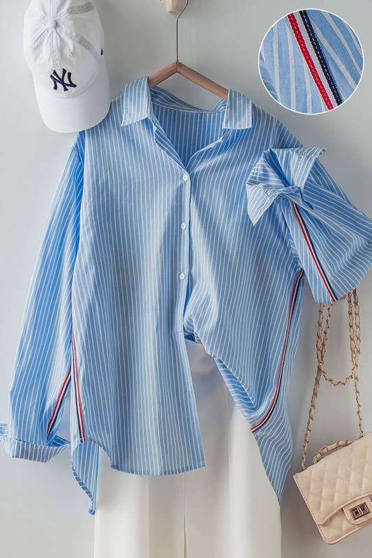 Twill Tape Detail and Button Down Casual Shirt