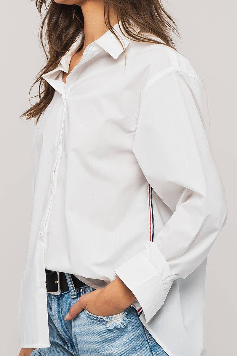 Twill Tape Detail and Button Down Casual Shirt
