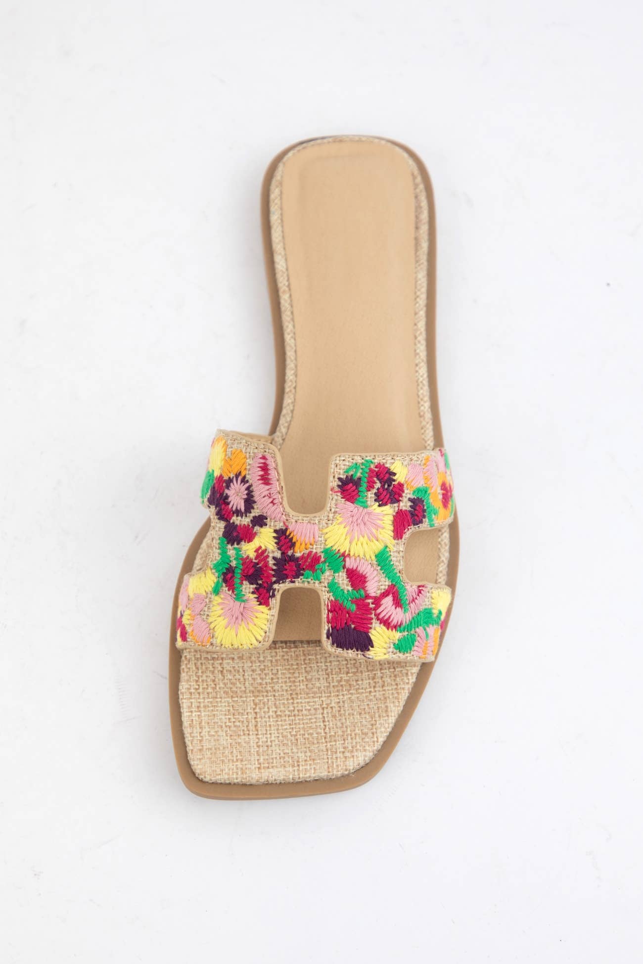 GYMNIC COLORFUL FLORAL EMBROIDERY DESIGN SANDALS