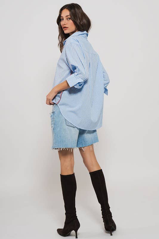 Twill Tape Detail and Button Down Casual Shirt