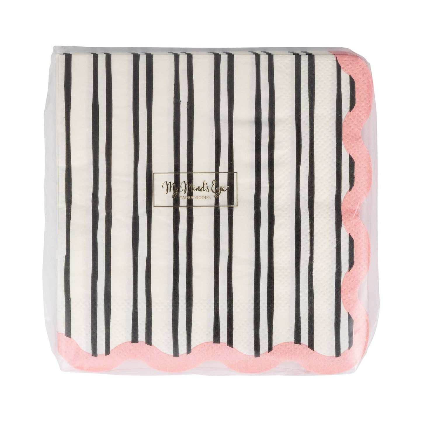 BLL1239 - White & Black Striped Cocktail Napkin