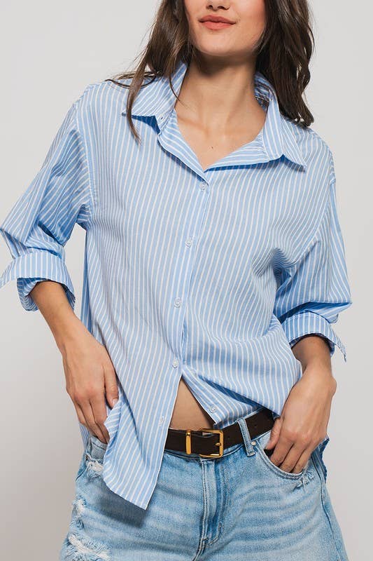 Twill Tape Detail and Button Down Casual Shirt