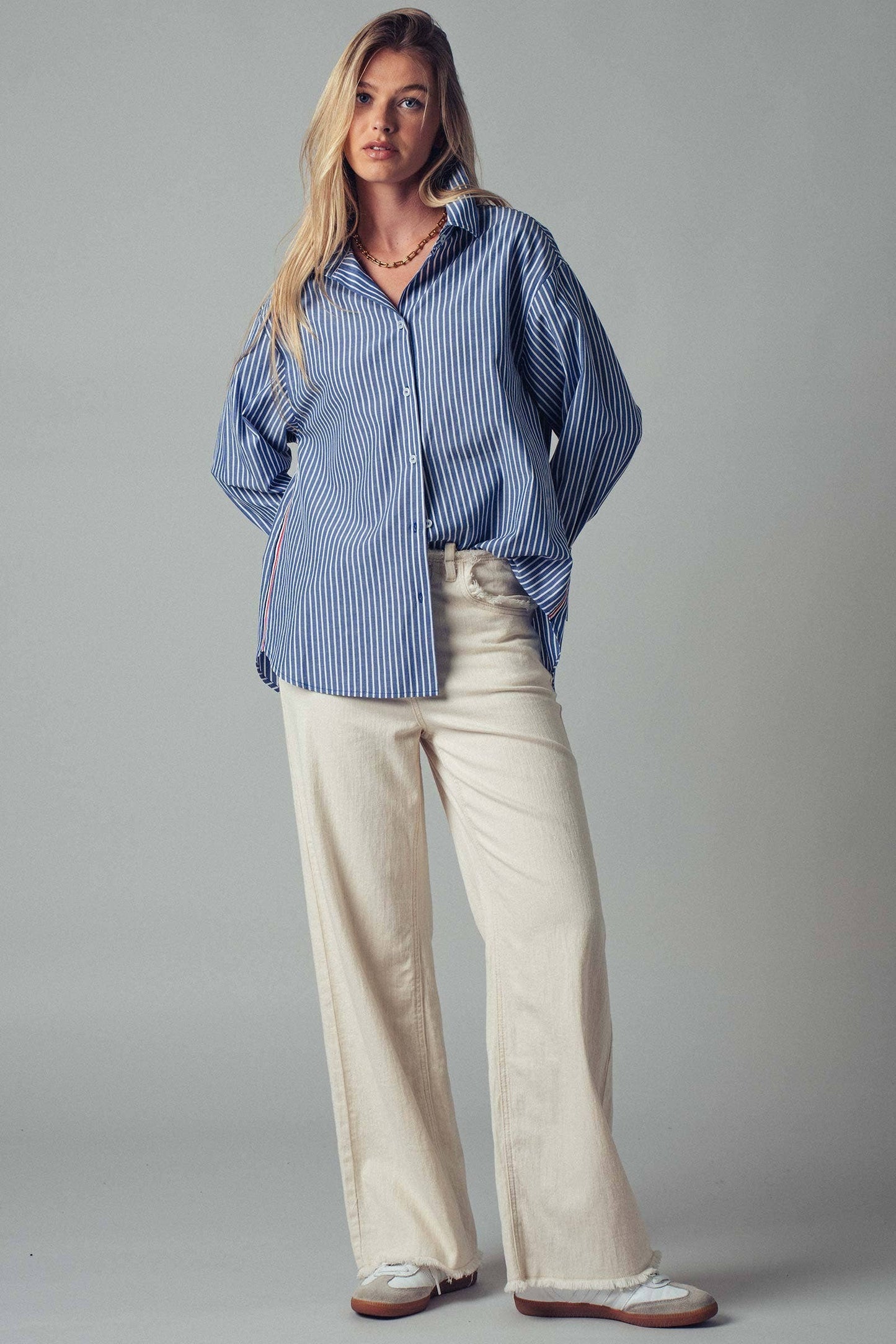 Twill Tape Detail and Button Down Casual Shirt