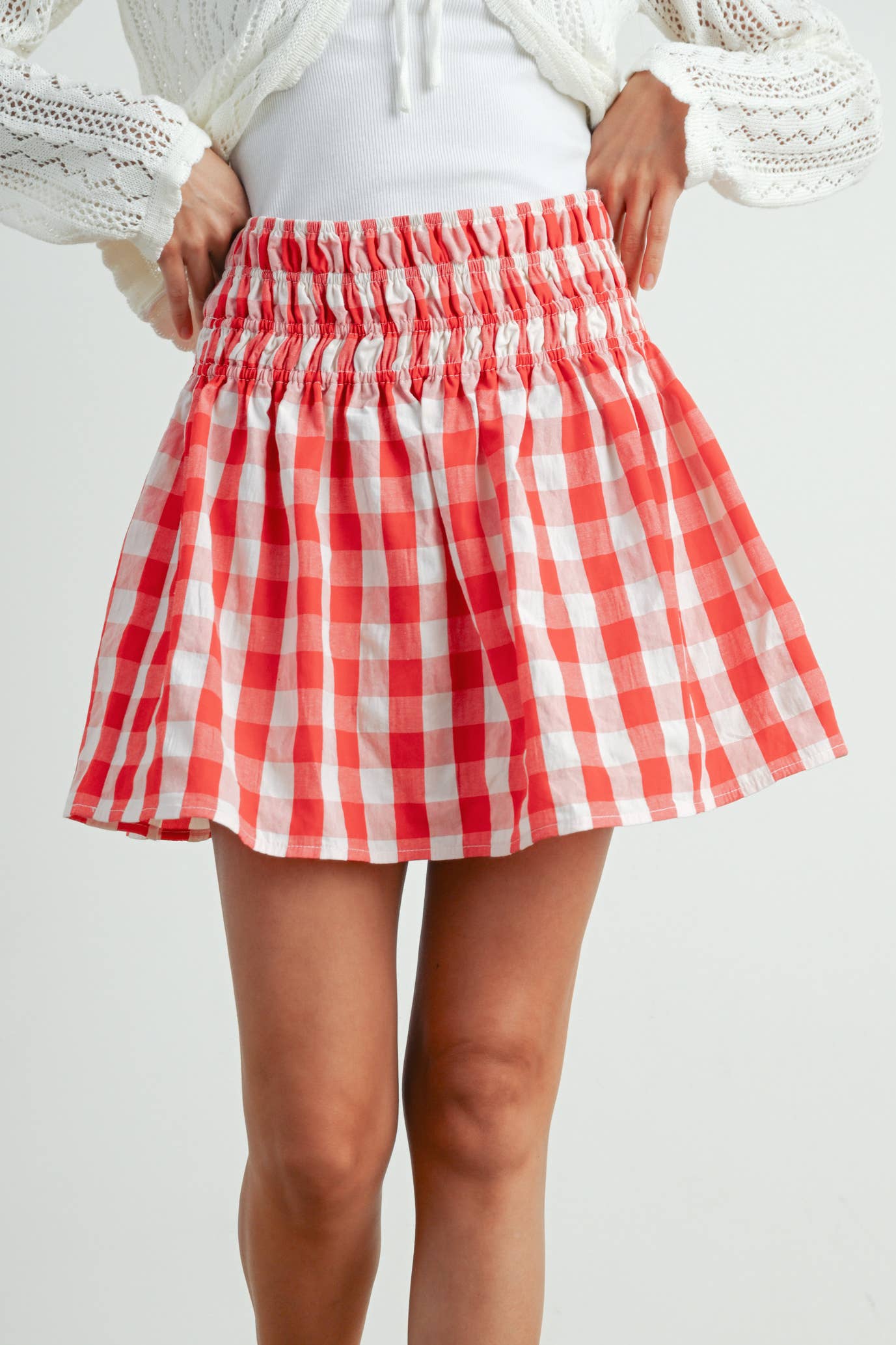 Checked Patterned Plaid Skirt - BMS7743