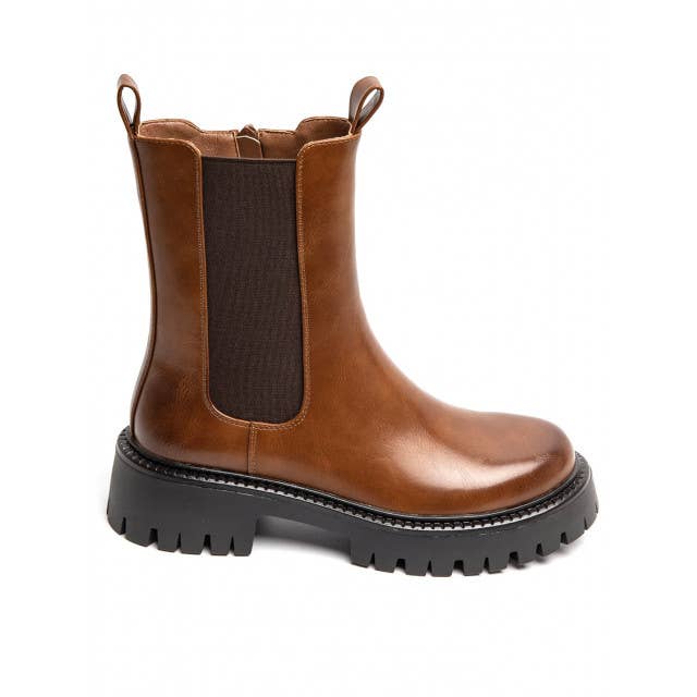 Women's Flat Chunky Classic Chelsea Pull On Ankle Boots