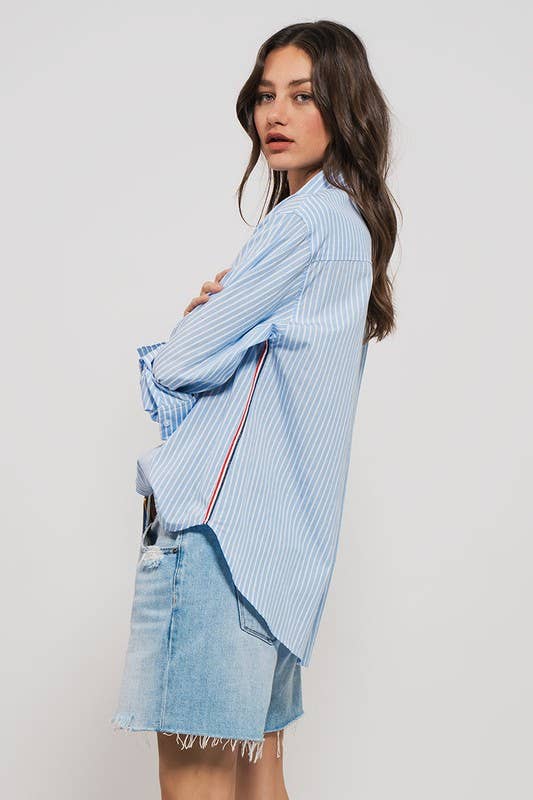 Twill Tape Detail and Button Down Casual Shirt