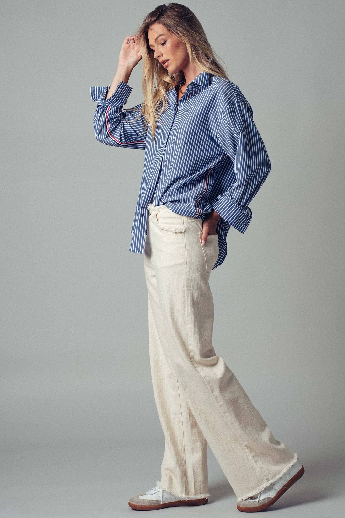 Twill Tape Detail and Button Down Casual Shirt