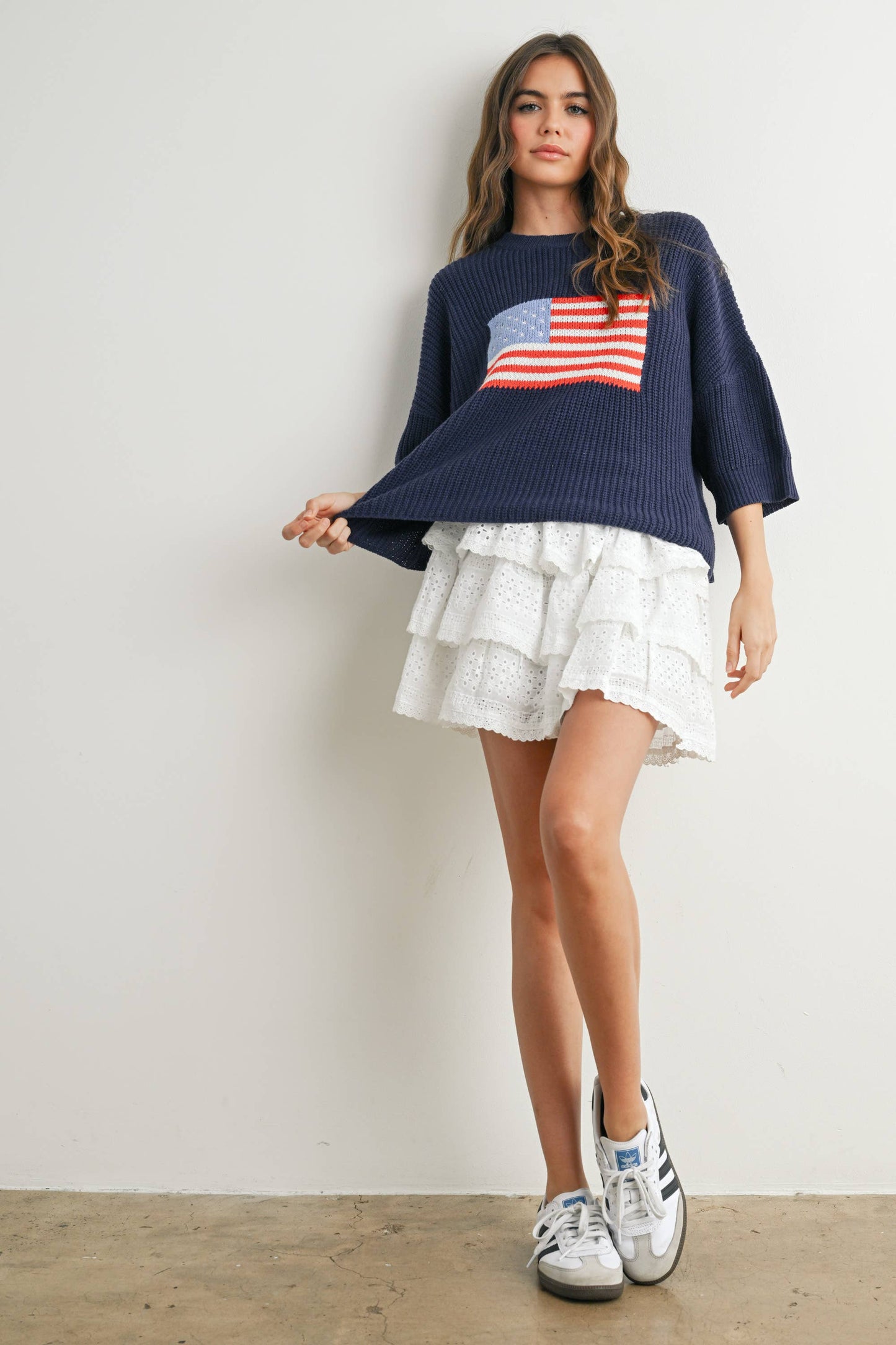 BMW7691 - FLAG PRINT KNIT SWEATER
