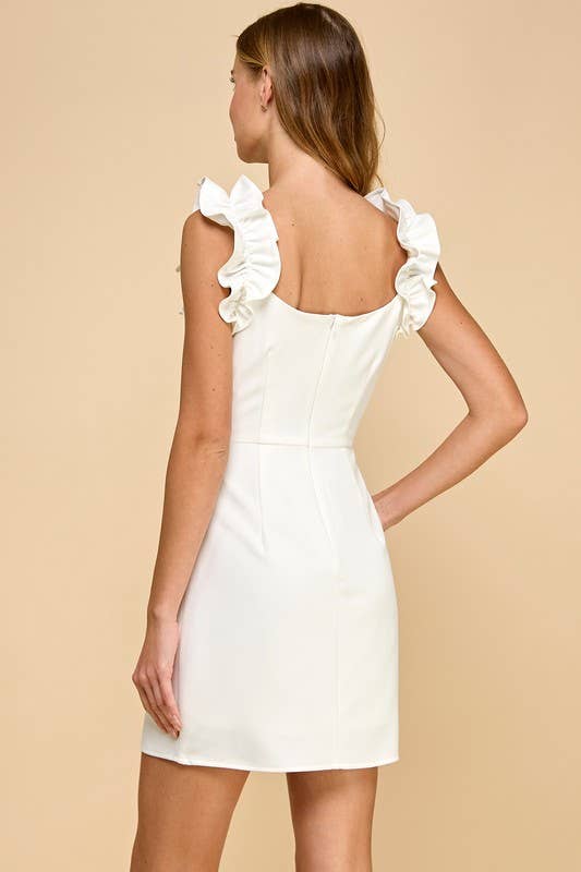 CD05367-Scoop Neckline Ruffle Detail Dress