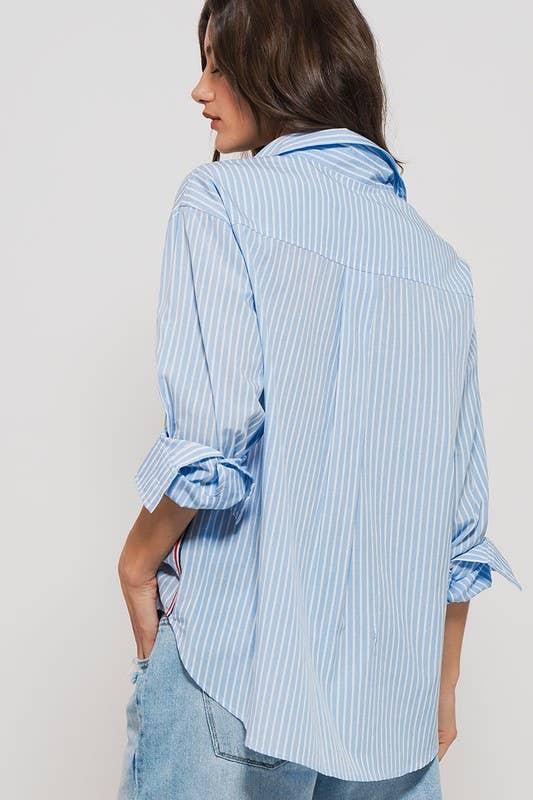 Twill Tape Detail and Button Down Casual Shirt