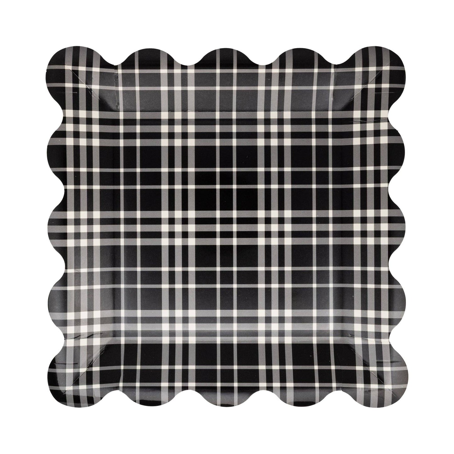 FAL1243 - Falloween Plaid Scalloped Square Paper Plate