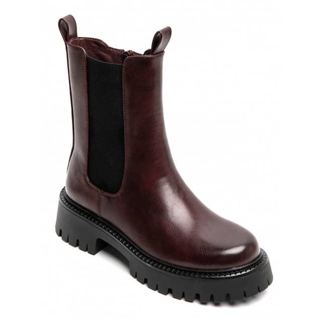 Women's Flat Chunky Classic Chelsea Pull On Ankle Boots