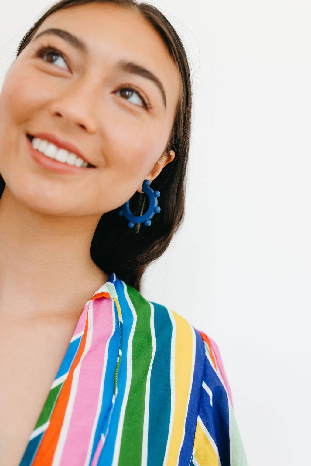 Navy Bead Hoops