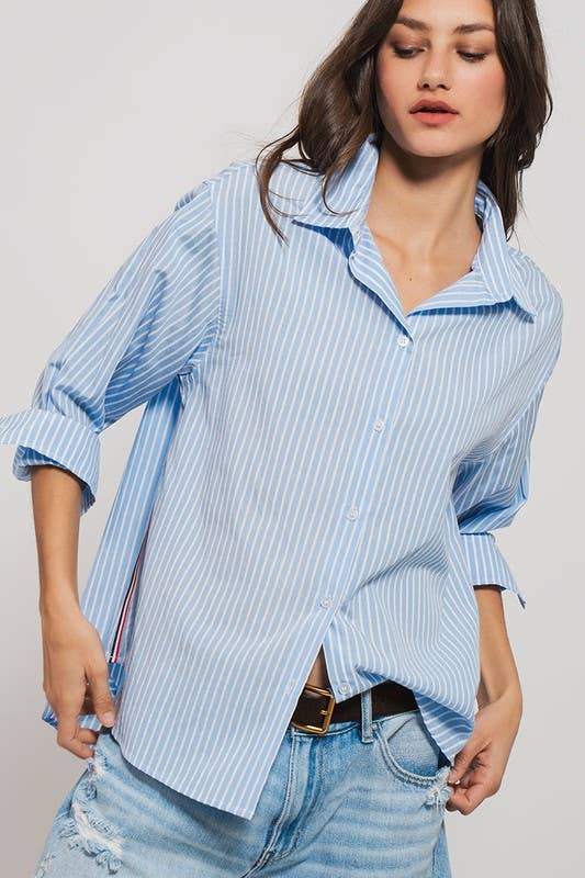 Twill Tape Detail and Button Down Casual Shirt