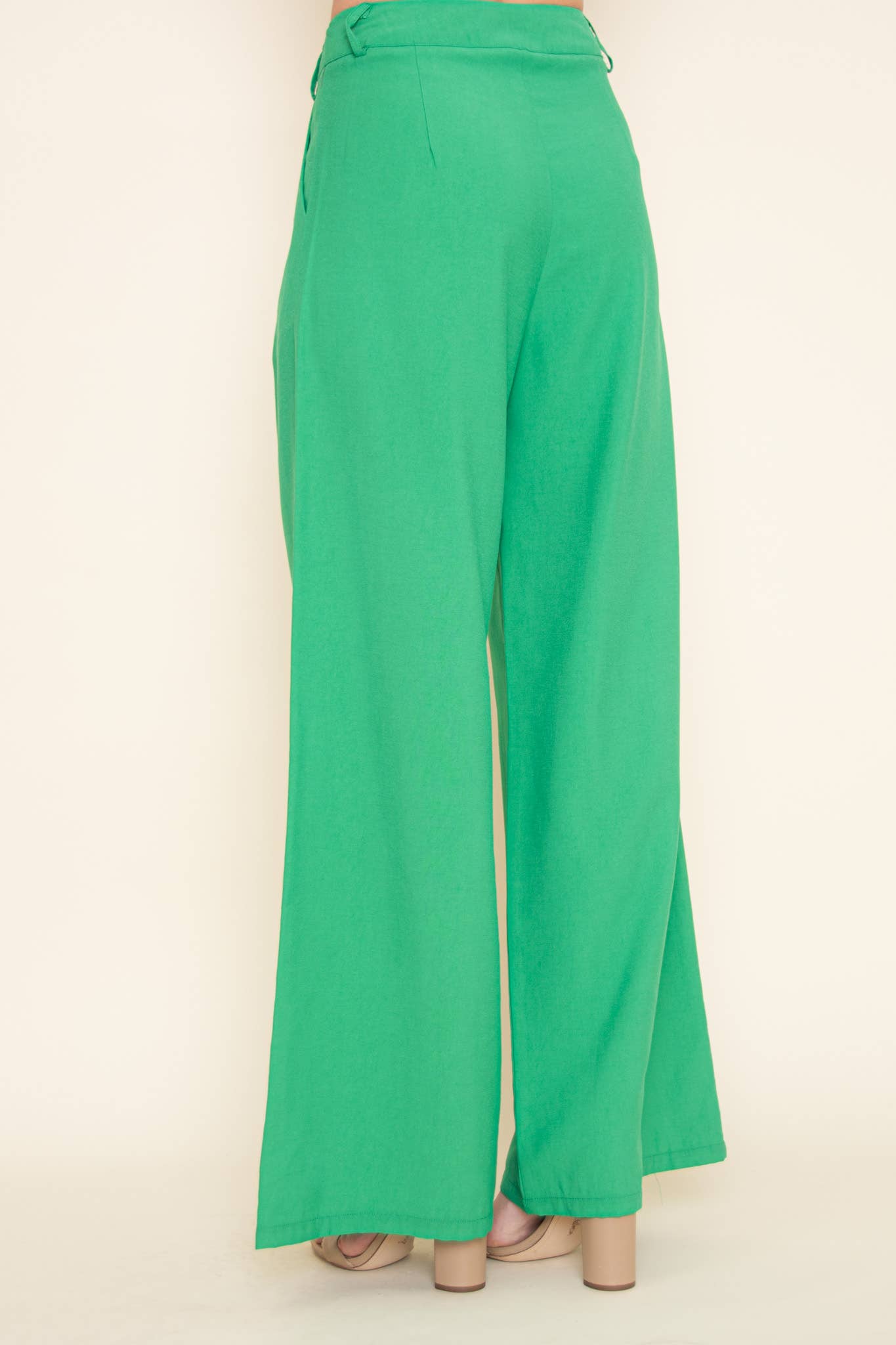 TRENDY PLEATED STRAIGHT LEG HIGH WAISTED TROUSERS -PI5491FO