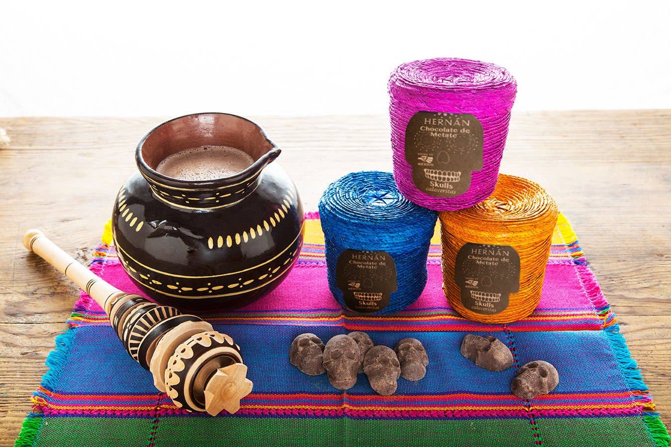 Cinnamon Mexican Chocolate SKULLS in Basket - 240g