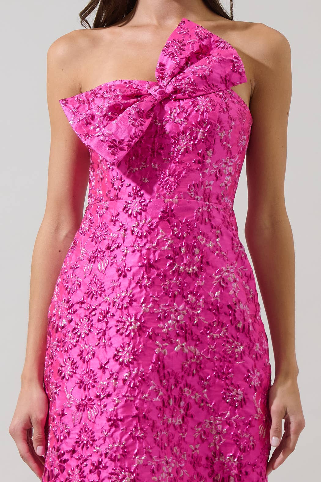 Harrington Jacquard Lola Bow Strapless Midi Dress