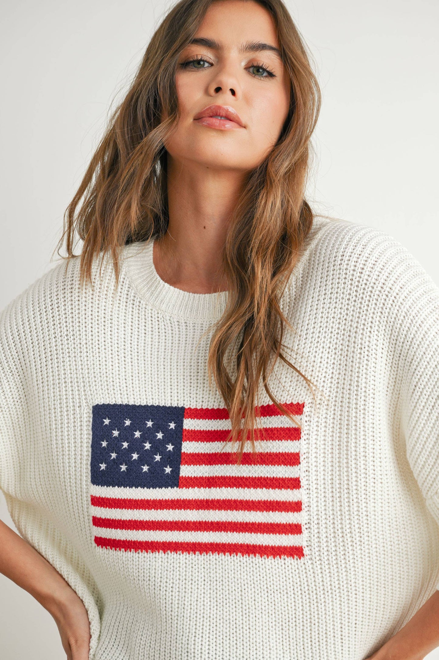 BMW7691 - FLAG PRINT KNIT SWEATER