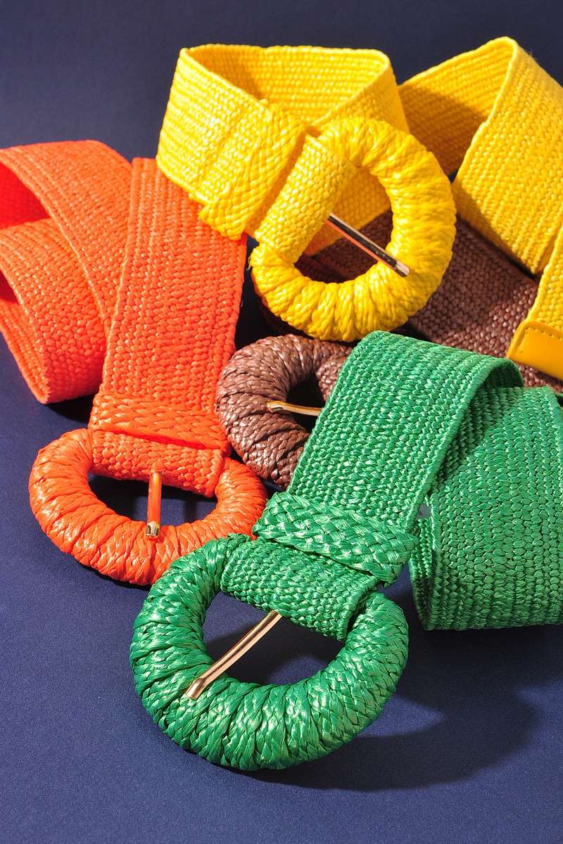 WRAPPED HALFMOON ELASTIC STRAW BELT IW50015