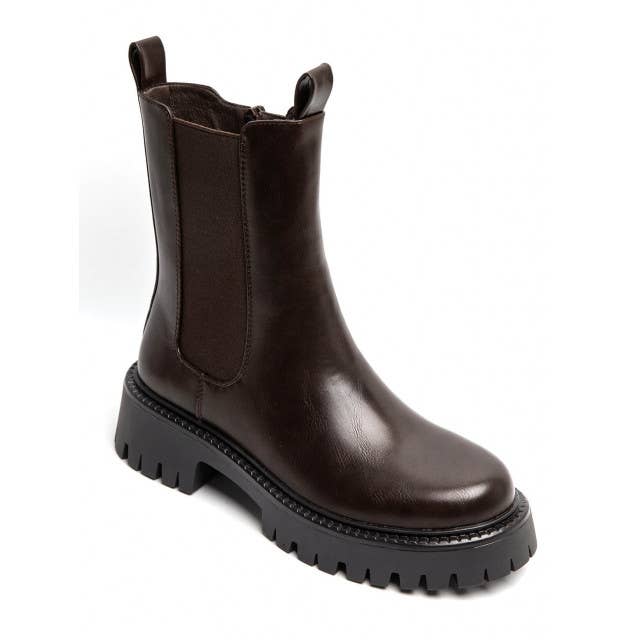 Women's Flat Chunky Classic Chelsea Pull On Ankle Boots